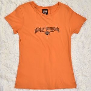 Harley Davidson Rhinestone Wing Embroidered Tee